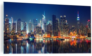 NOWOCZESNY FOTO OBRAZ NA SZKLE widok na Manhattan nocą