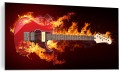 NOWOCZESNY FOTO OBRAZ NA SZKLE GITARA W OGNIU OGIEŃ