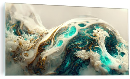 FOTO OBRAZ NA SZKLE DO SALONU BIURA ABSTRAKCJA FALA