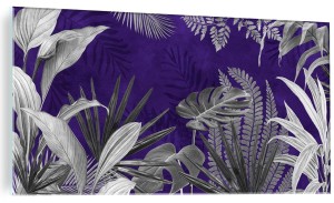 FOTO OBRAZ SZKLANY DO SALONU ELEGANCKIE SZARE LIŚCIE