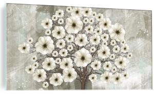 FOTO OBRAZ SZKLANY DO SALONU ELEGANCKIE DRZEWO KWIATY