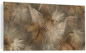 FOTO OBRAZ SZKLANY DO SALONU BIURA LIŚCIE ABSTRAKCJA