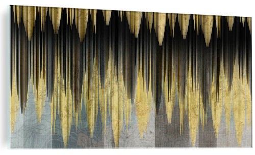 ELEGANCKI FOTO OBRAZ SZKLANY CZARNO ZŁOTY WZÓR