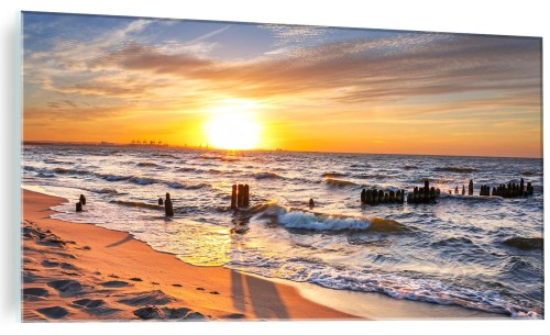 FOTO OBRAZ SZKLANY DO SALONU Morze Zachód Słońca Plaża