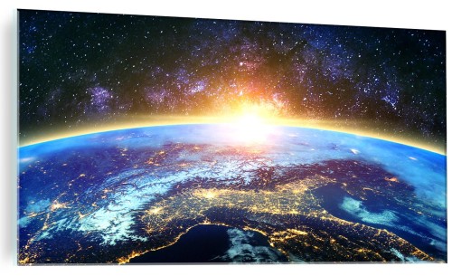 Obraz na szkle szklany do salonu ZIEMIA KOSMOS SŁOŃCE