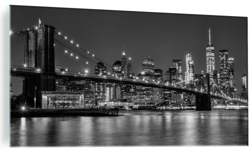 Obraz na szkle szklany NOWOCZESNY Brooklyn most czarno biały 