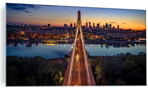 Obraz na szkle szklany Warszawa Most Świętokrzyski rzeka panorama