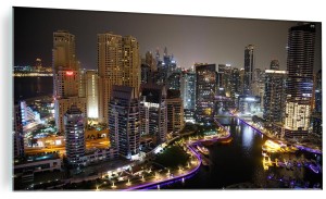 Foto Obraz Szklany do salonu Marina Dubaj miasto nocą