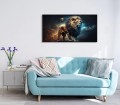 Foto Obraz Szklany do salonu KRÓL LEW ABSTRAKCJA