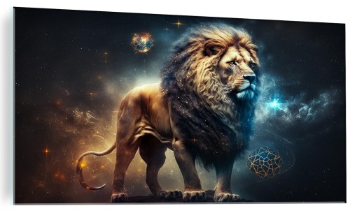 Foto Obraz Szklany do salonu KRÓL LEW ABSTRAKCJA