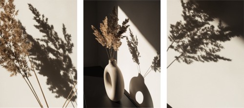 ZESTAW 3 PLAKATÓW DO SALONU OBRAZY BOHO NATURA ŚWIATŁO