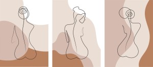 ZESTAW 3 PLAKATÓW OBRAZÓW MINIMALIZM KOBIETA FIGURA