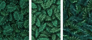 OBRAZY DEKORACYJNE PLAKATY ZESTAW ABSTRAKCYJNE LIŚCIE