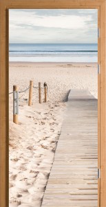 FOTOTAPETA OKLEINA NA DRZWI plaża morze pomost piasek
