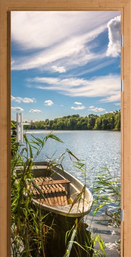 Naklejka FOTOTAPETA na drzwi JEZIORO NATURA ŁÓDKA