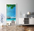 Naklejka FOTOTAPETA na drzwi ocean plaża molo tropiki statek
