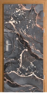 ELEGANCKA FOTOTAPETA OKLEINA NA DRZWI szary rose gold marmur
