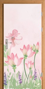 FOTOTAPETA NAKLEJKA NA DRZWI DLA DZIECI KWIATY PASTEL ŁĄKA