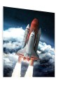 OBRAZ SZKLANY KOSMOS RAKIETA PLANETA ZIEMIA NOCĄ