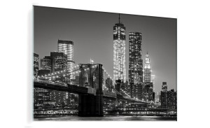 OBRAZ SZKLANY DO SALONU MOST BROOKLIŃSKI NOCĄ  CZARNO-BIAŁY