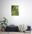 OBRAZ SZKLANY DO SALONU LIŚCIE PALMOWE PAPUGA DŻUNGLA