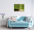 OBRAZ SZKLANY DO SALONU ZIELONY WIOSENNY LAS SCIEŻKA 