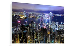 OBRAZ SZKLANY DO SALONU HONG KONG PANORAMA WIEŻOWCE MIASTO NOCĄ