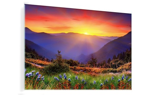 OBRAZ SZKLANY DO SALONU ZACHÓD SŁOŃCA W GÓRACH