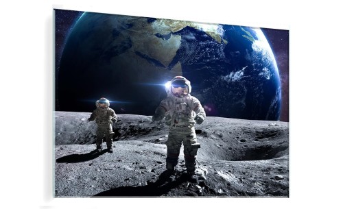 OBRAZ SZKLANY DO SALONU KOSMOS ASTRONAUCI KSIĘŻYC ZIEMIA