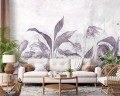 Fototapeta do salonu sypialni BETON LIŚCIE PALMY
