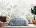 ELEGANCKA FOTOTAPETA DO SALONU SYPIALNI ZŁOTE PALMY LIŚCIE