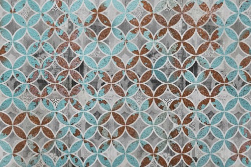 FOTOTAPETA DO SALONU SYPIALNI KAFLE MOZAIKA RETRO