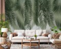 FOTOTAPETA 3D DO SALONU SYPIALNI ZIELONE LIŚCIE PALMY