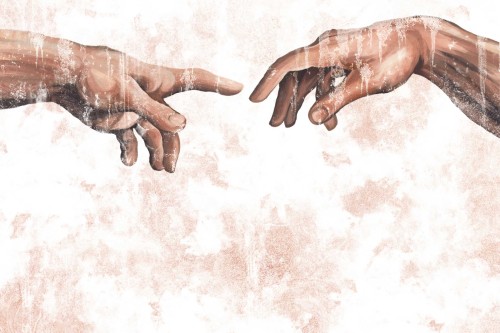 NOWOCZESNA FOTOTAPETA 3D DO SALONU SYPIALNI DŁONIE DOTYK