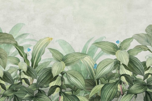 FOTOTAPETA DO SALONU SYPIALNI ZIELONE TROPIKALNE ROŚLINY LIŚCIE