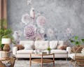 ELEGANCKA FOTOTAPETA DO SALONU SYPIALNI BETON KWIATY PTAK