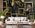 FOTOTAPETA DO SALONU SYPIALNI ZŁOTO MONSTERA 