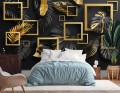 FOTOTAPETA DO SALONU SYPIALNI ZŁOTO MONSTERA 