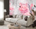 FOTOTAPETA DO SALONU SYPIALNI RÓŻOWE FLAMINGI 