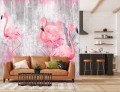 FOTOTAPETA DO SALONU SYPIALNI RÓŻOWE FLAMINGI 