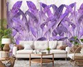 NOWOCZESNA FOTOTAPETA DO SALONU SYPIALNI FIOLETOWE LIŚCIE