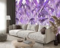 NOWOCZESNA FOTOTAPETA DO SALONU SYPIALNI FIOLETOWE LIŚCIE