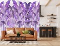 NOWOCZESNA FOTOTAPETA DO SALONU SYPIALNI FIOLETOWE LIŚCIE