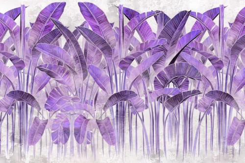 NOWOCZESNA FOTOTAPETA DO SALONU SYPIALNI FIOLETOWE LIŚCIE