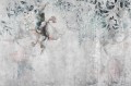 FOTOTAPETA DO SALONU SYPIALNI BETON ROŚLINNOŚĆ KWIATY