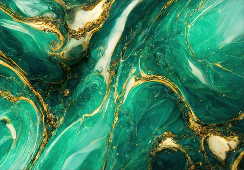 FOTOTAPETA DO SALONU SYPIALNI ZIELONY MARMUR ZŁOTO