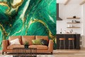 FOTOTAPETA DO SALONU SYPIALNI ZIELONY MARMUR ZŁOTO