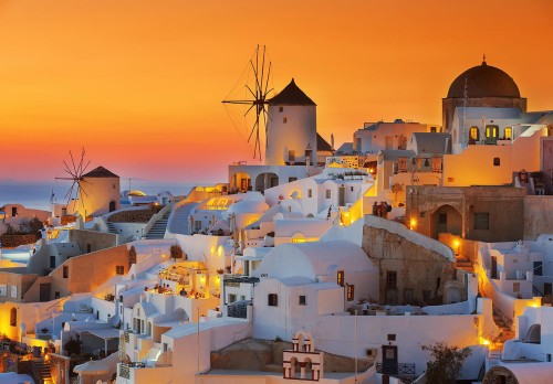 FOTOTAPETA DO SALONU SYPIALNI GRECJA SANTORINI ZACHÓD