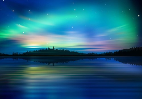 FOTOTAPETA DO SALONU SYPIALNI ZORZA POLARNA NOC