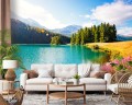FOTOTAPETA DO SALONU SYPIALNI KRAJOBRAZ POLANA JEZIORO